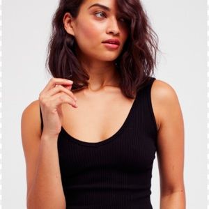 Free People Ribbed Black Cropped Top